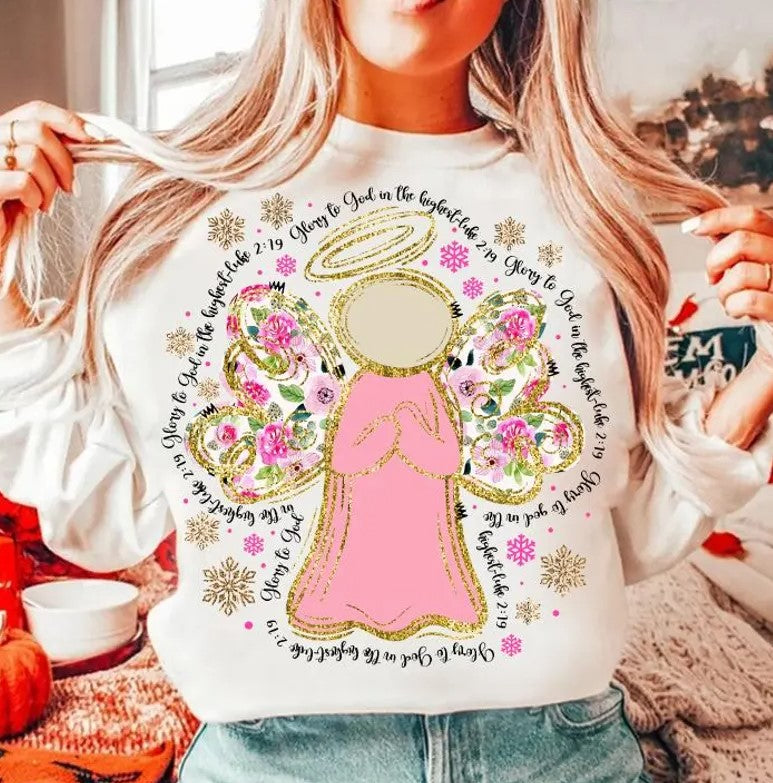 Christmas Angel Glory to God DTF Transfer