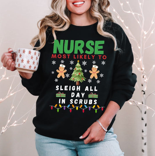 Nurse Sleigh all day in scrubs DTF Transfer