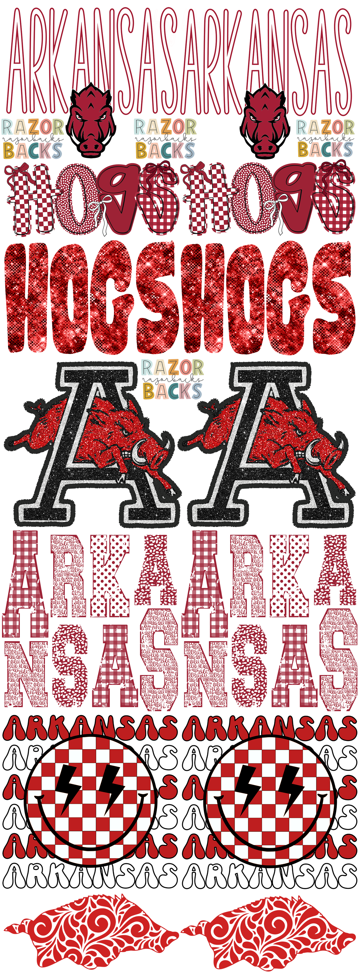 PRE-MADE RAZORBACK GANG SHEET