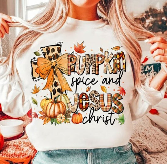 Pumpkin Spice and Jesus Christ DTF Transfer